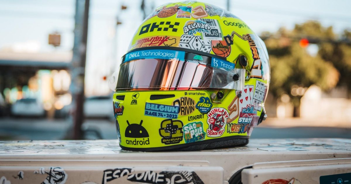 Norris&#8217;s Milestone Moment: Introducing the Spectacular Sticker Helmet for his 100th F1 Race