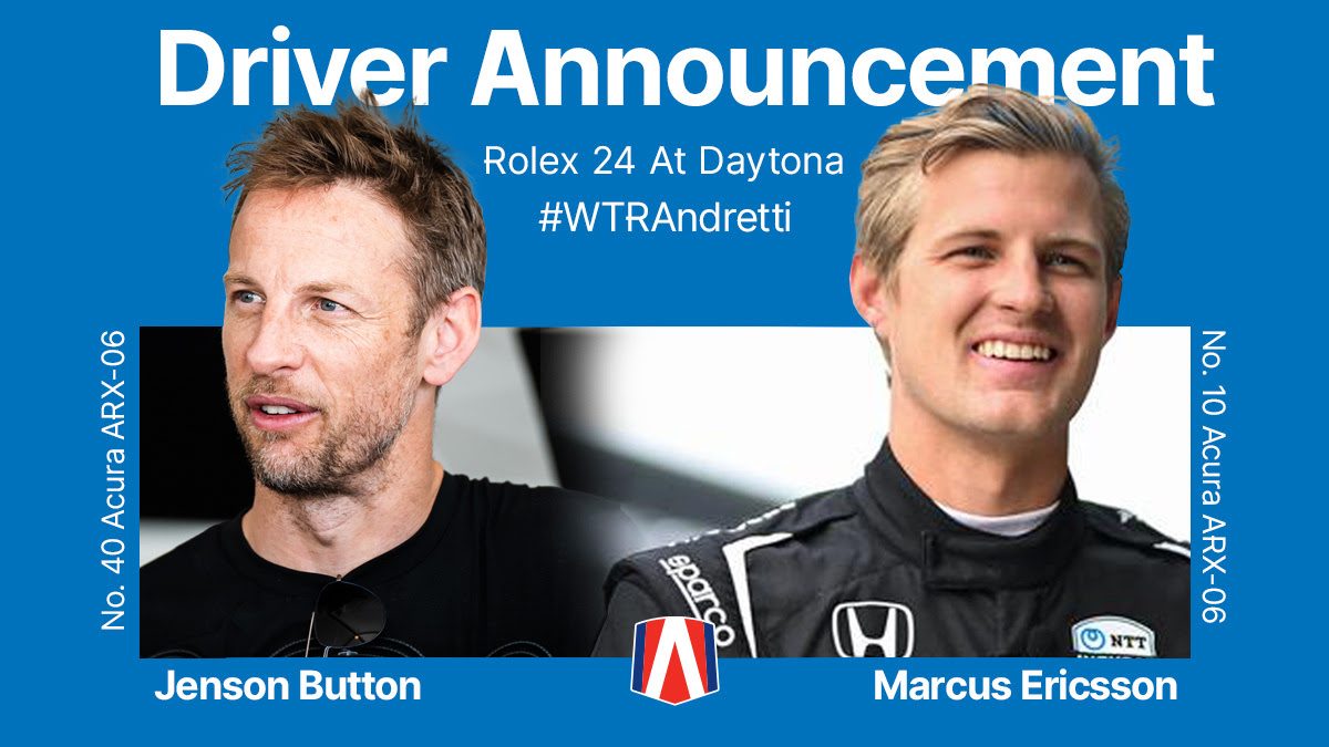 Formula 1 Champion Button and Rising Star Ericsson Team Up for a Thrilling Daytona 24 Hours Challenge with WTRAndretti