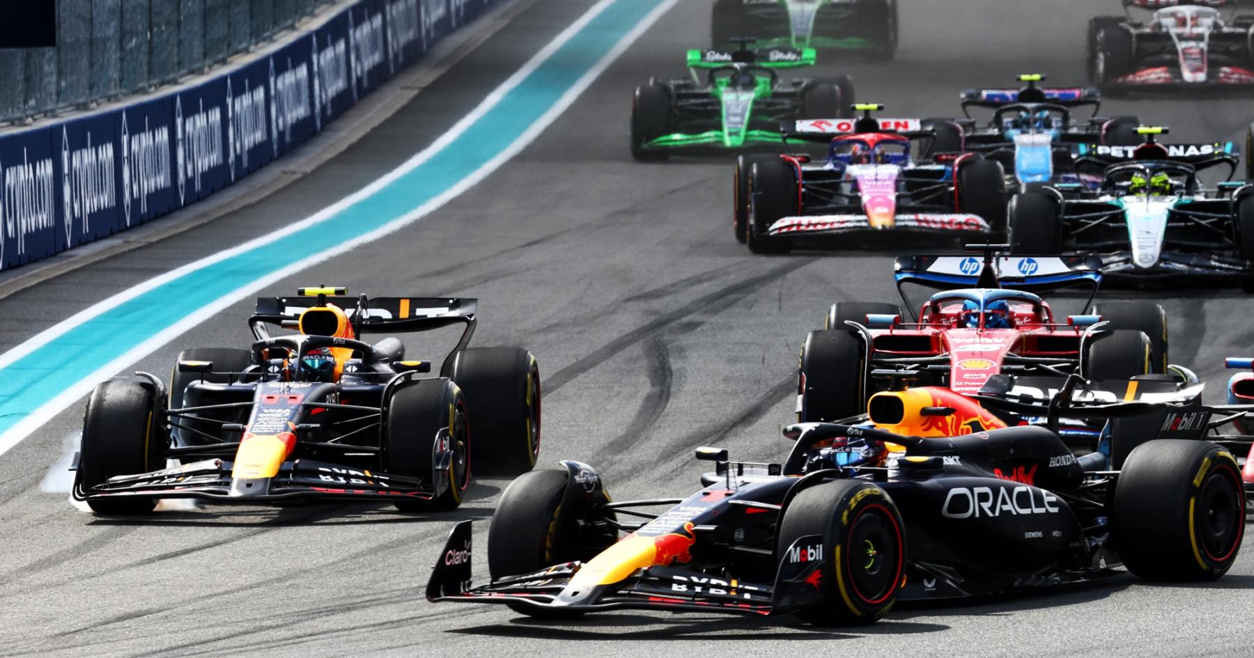 Perez's Strategic Dodging: An Inside Look at Verstappen's Close Call at Miami Grand Prix Start