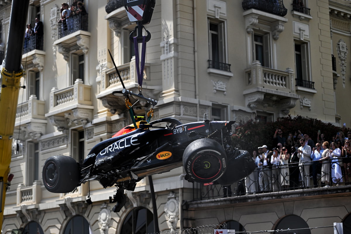 F1 Monaco GP red flagged after opening lap Haas/Perez crash