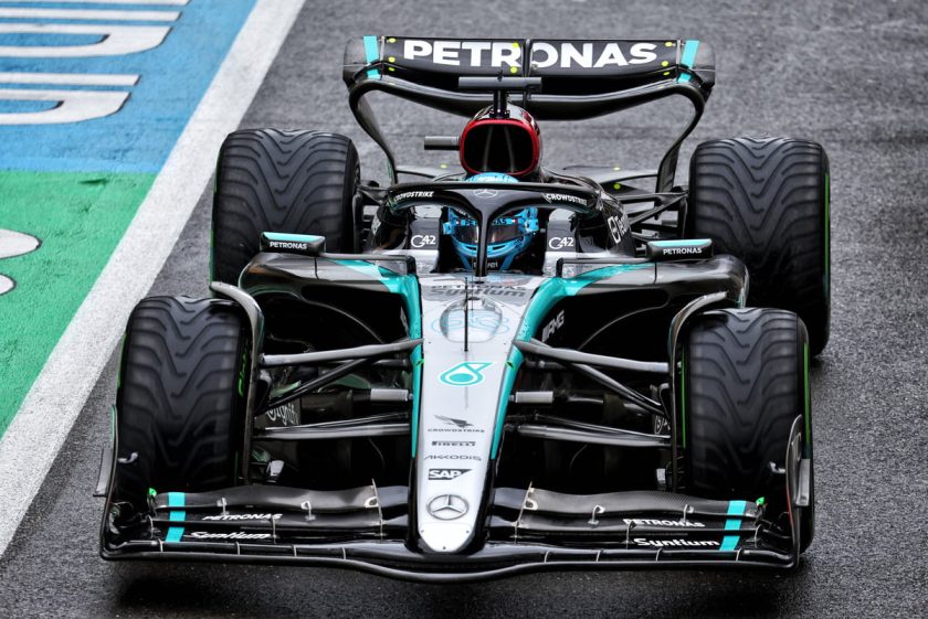 Russell Reigns: Mercedes Secures Dominant 1-2 Finish Amid Rain-Drenched British GP Practice
