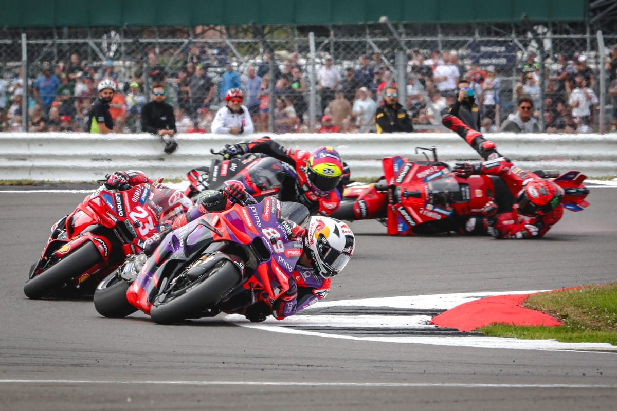 Bagnaia's MotoGP lead wiped out after Silverstone sprint crash