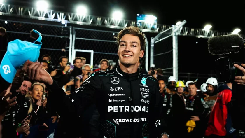 George Russell: Pneumonia memories prevented fountain dip after F1 Las Vegas GP win