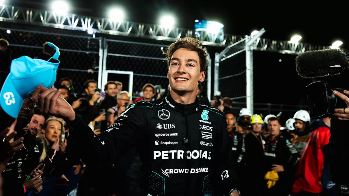 George Russell: Pneumonia memories prevented fountain dip after F1 Las Vegas GP win