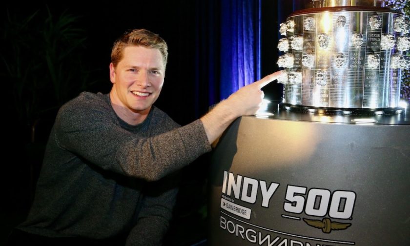 Newgarden reveals new likeness on Borg-Warner Trophy