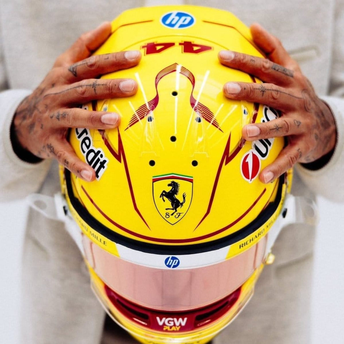 Unveiling Lewis Hamilton's Stunning Ferrari F1 Helmet Design!