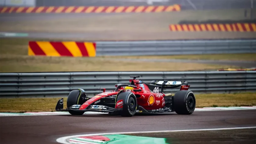 Lewis Hamilton reacts to his debut Ferrari F1 outing at Fiorano