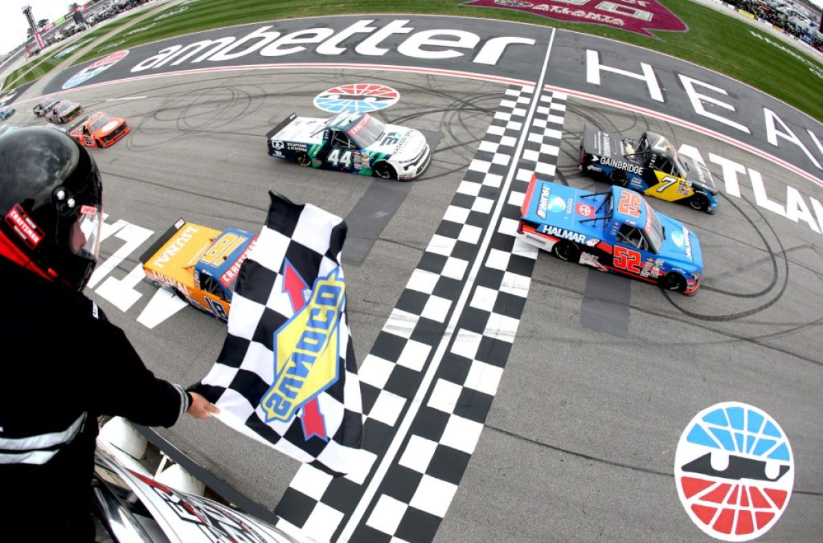 Busch just beats Friesen at the line to win Truck race at Atlanta