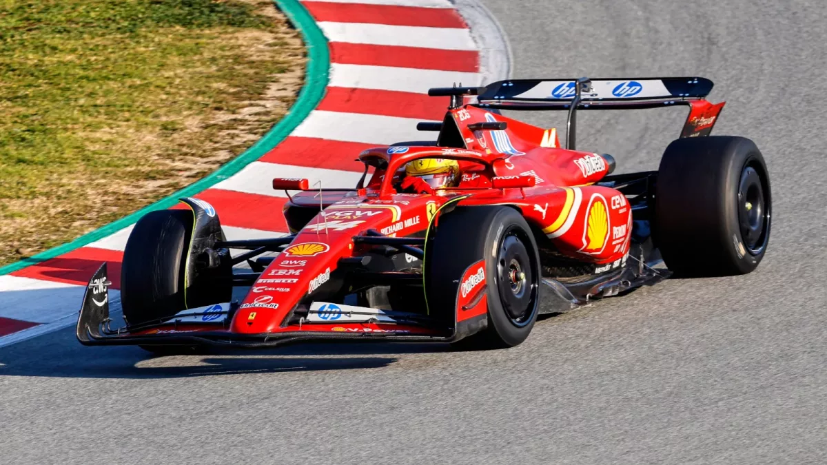 Racing Royalty: Lewis Hamilton Sets the Track Ablaze with Ferrari and Pirelli in Barcelona Test