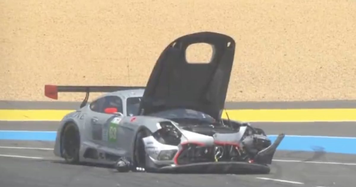 Le Mans practice red-flagged after heavy Mercedes crash