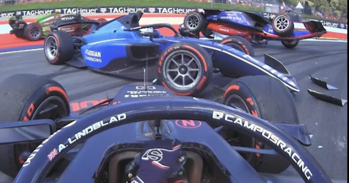 F2 driver left upside down after huge crash in Austria