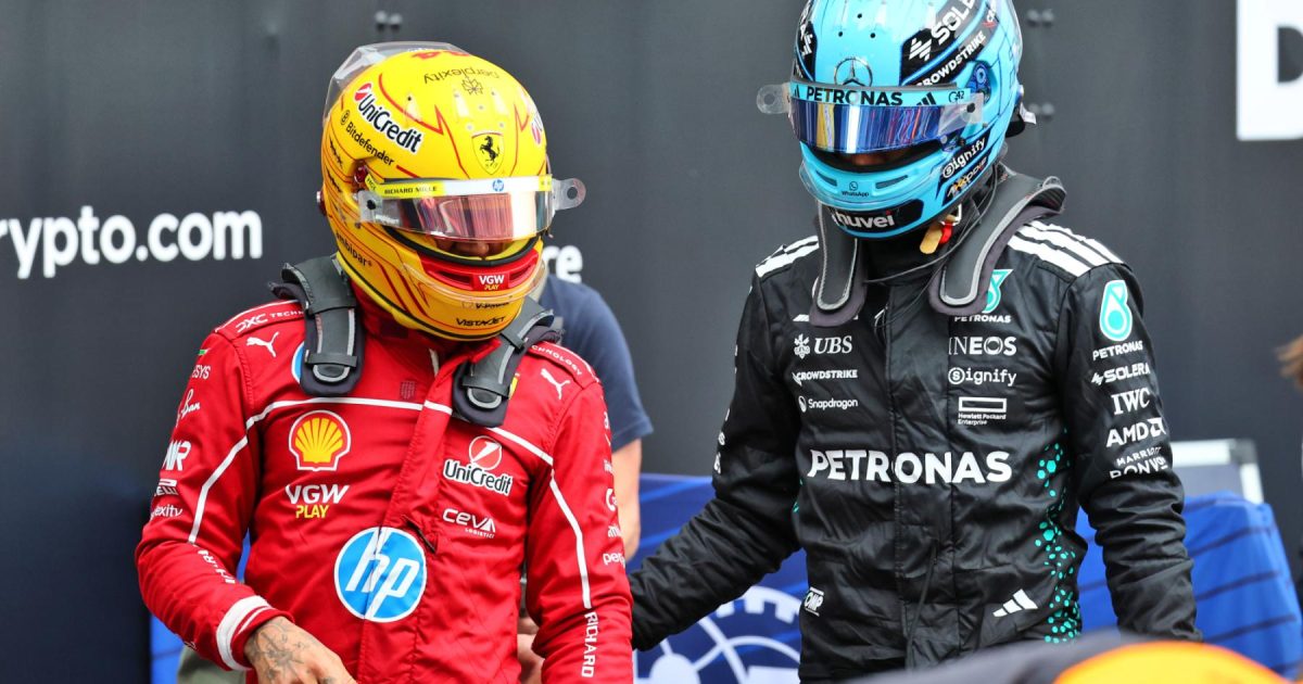 George Russell proposes 'over the top' reason for Lewis Hamilton Ferrari struggles