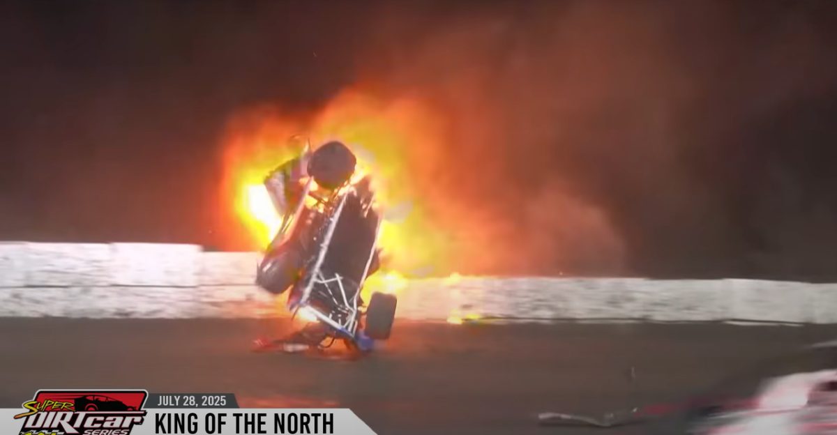 Battered but Unbroken: NASCAR Driver's Courage in the Face of a Fiery Dirt Car Crash