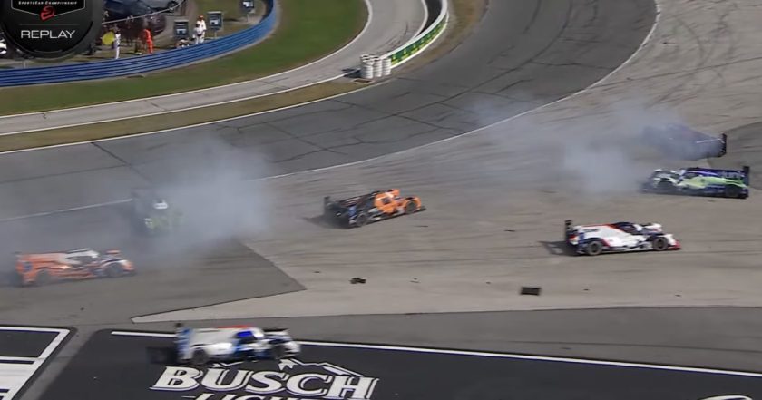 Daytona 24 Hours opening lap carnage as Porsche storm into lead